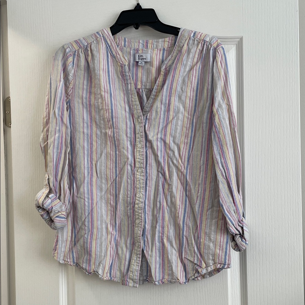 Kim Rogers Multicolor Striped Button-Front Blouse